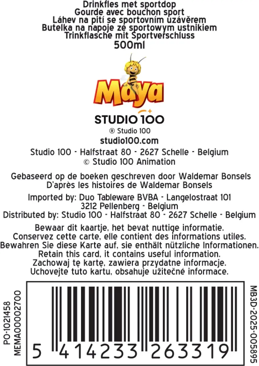 Studio 100 Maya de Bij Drinkfles - 0,5L - Geel