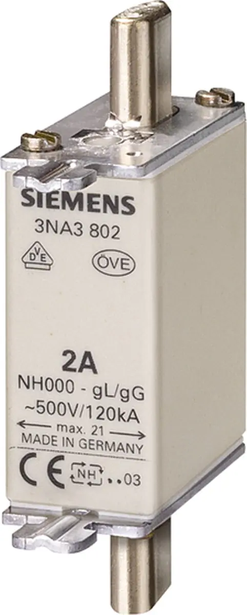 Siemens 3NA3807 Zekeringsinzetstuk Afmeting zekering : 0 20 A 500 V 3 stuk(s)