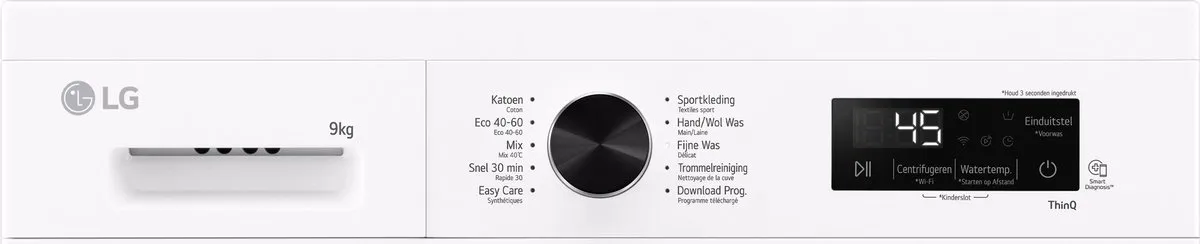 LG F4X1009NWK Wasmachine 9kg - Direct Drive - 1400 RPM - Wit