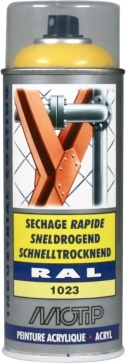 Motip Acryllak Hoogglans RAL 1023 Verkeersgeel 400ml