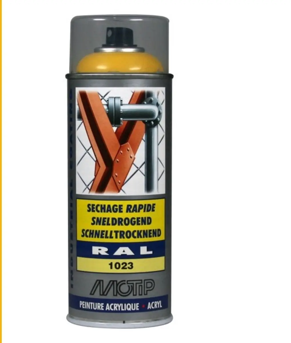 Motip industrial acryllak hoogglans RAL 1023 verkeers geel