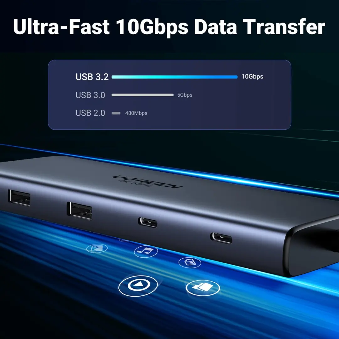 Ugreen REVODOK PRO 10 10-in-1 HDMI Dock - Grijs