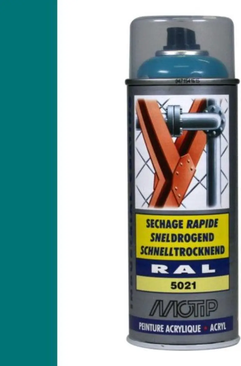 Motip Acryllak Hoogglans RAL 5021 Waterblauw 400ml