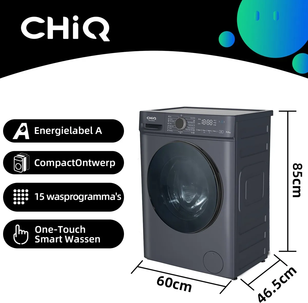 CHiQ CW07123863AX Wasmachine 7kg - Grijs