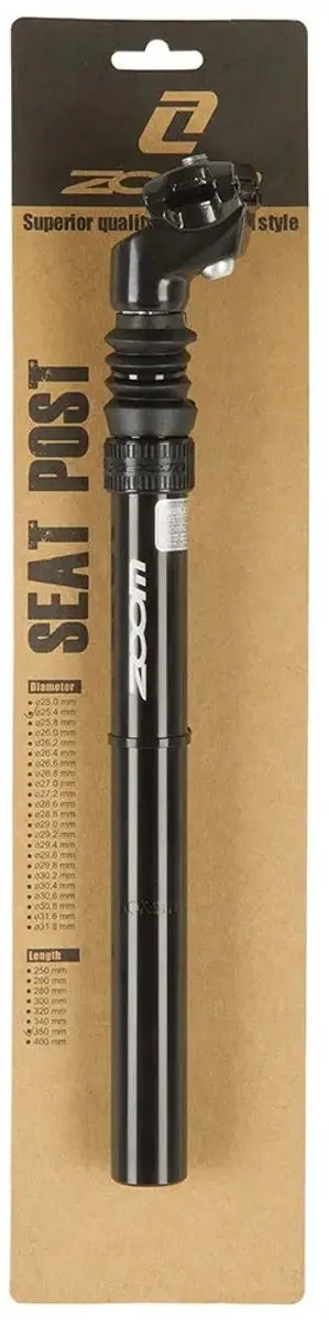 Zoom Zadelpen Travel 31,6 x 350mm - Aluminium Zwart