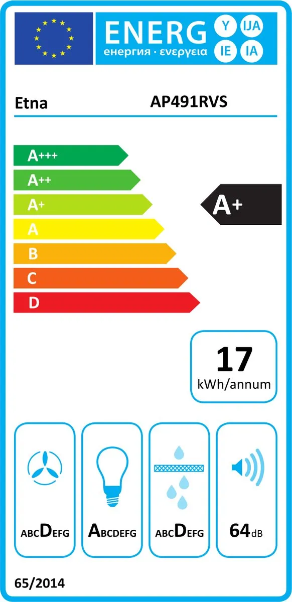 Etna AP491RVS Schouwkap 90cm - 446m³/u - 3 standen - 2 LED spots