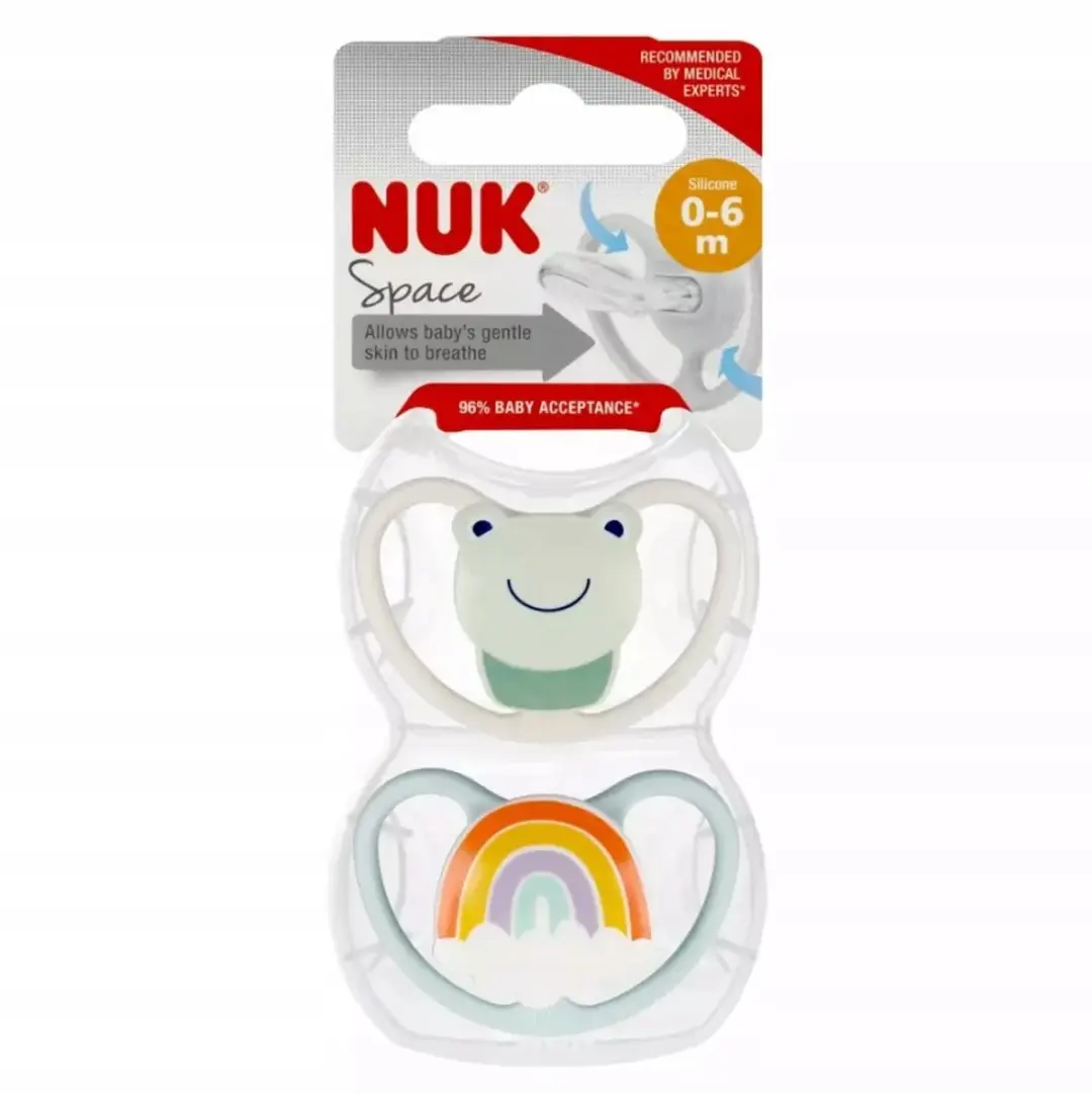 NUK Space Siliconen Speen 0-6m - 2 Stuks