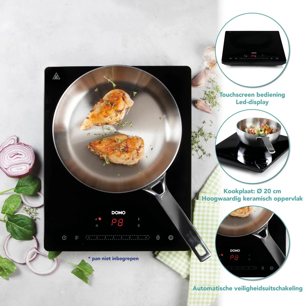 Domo DO332IP Inductiekookplaat 2000W - Zwart