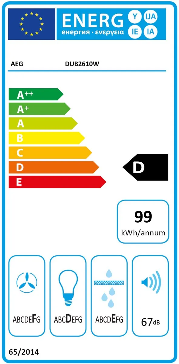 AEG DUB1610W Onderbouw Afzuigkap - 240 m³/u