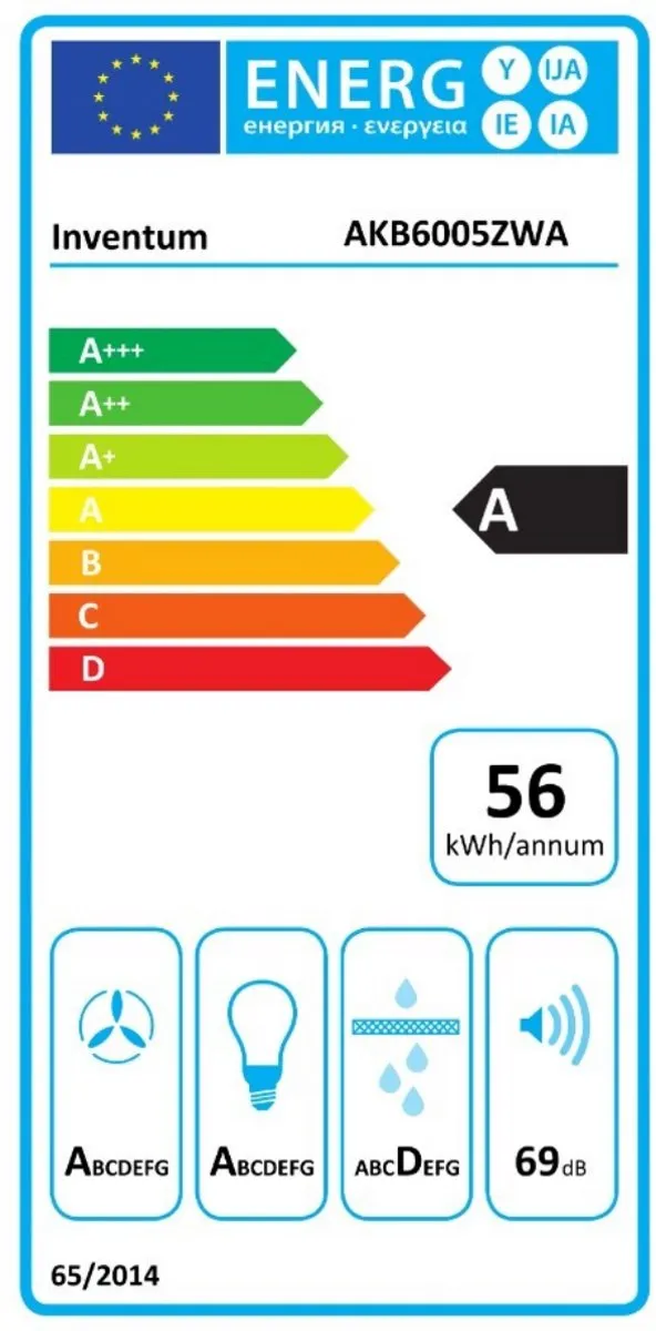 Inventum AKB6005ZWA Wandafzuigkap 60cm - 630m³/h - 3 standen - Zwart