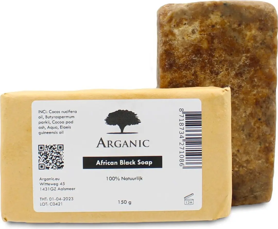 Arganic Afrikaanse Zwarte Zeep 150g - 100% Natuurlijk & Biologisch