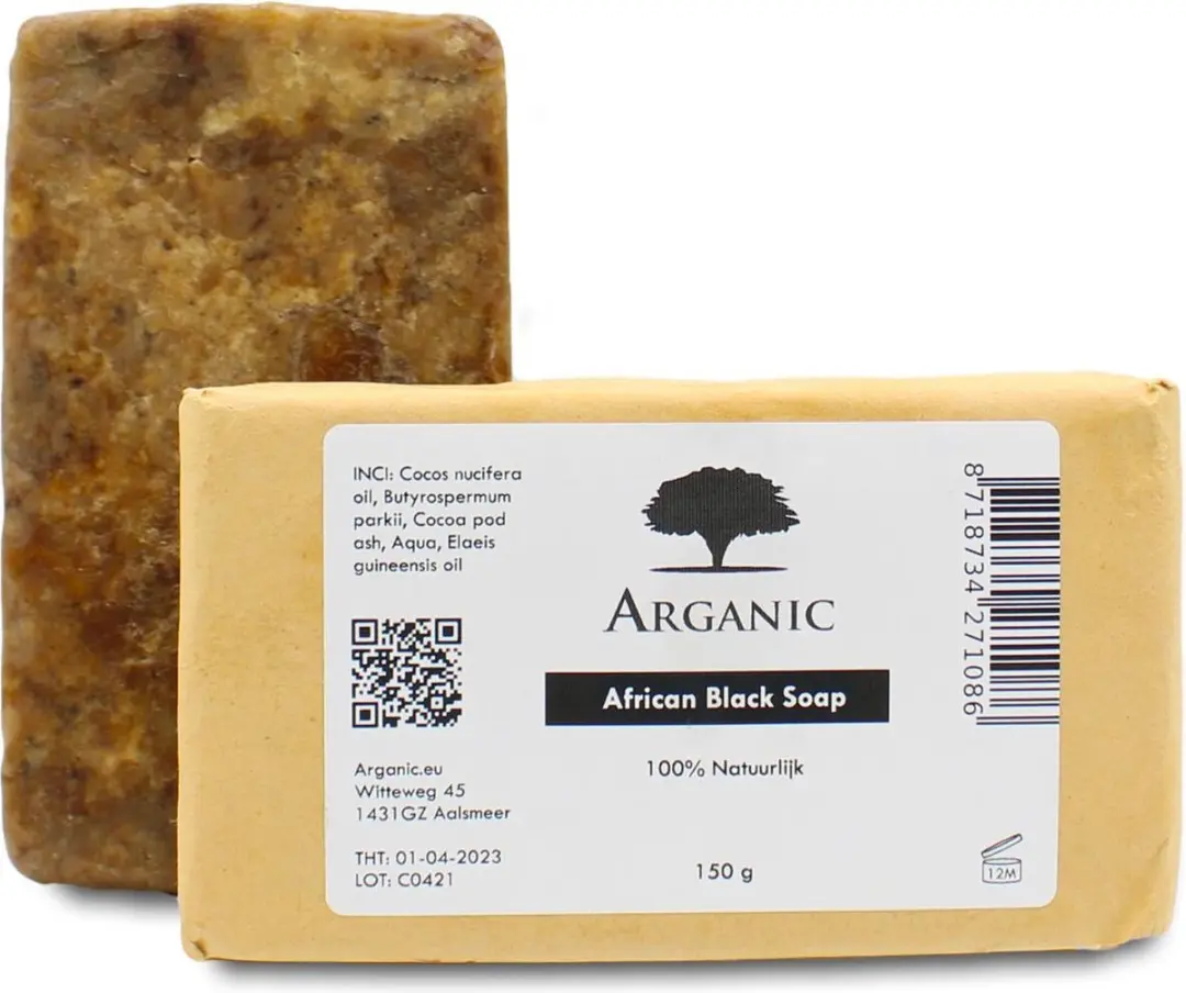 Arganic Afrikaanse Zwarte Zeep 150g - 100% Natuurlijk & Biologisch