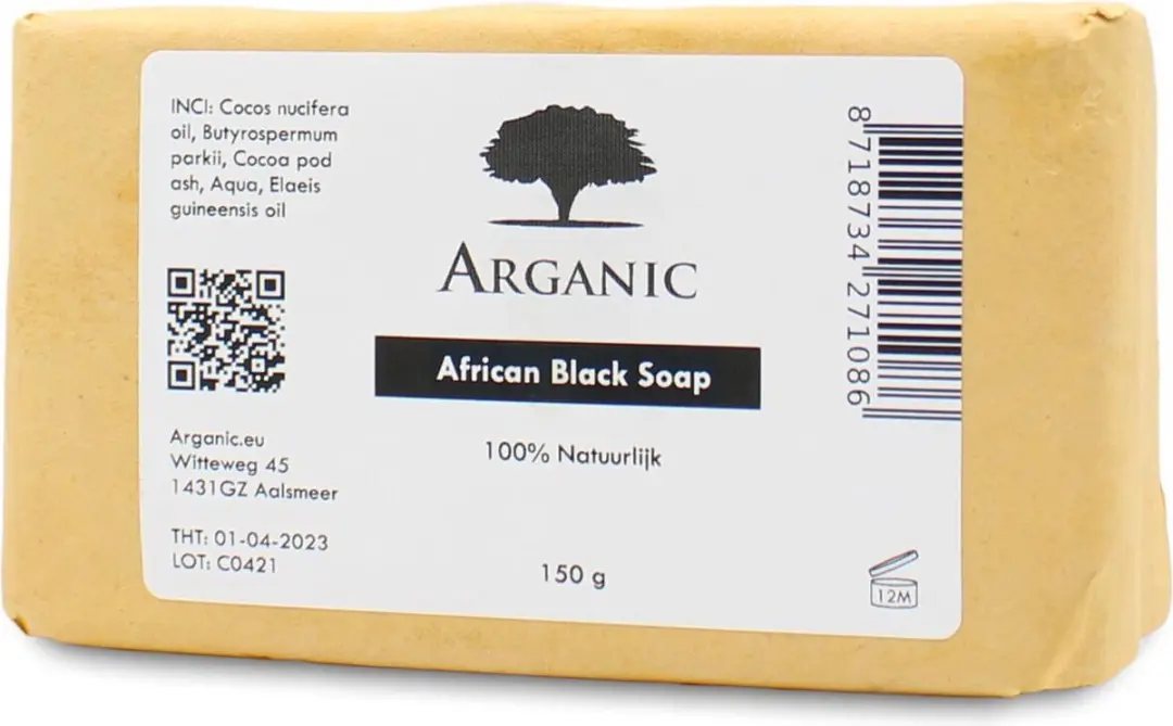 Arganic Afrikaanse Zwarte Zeep 150g - 100% Natuurlijk & Biologisch