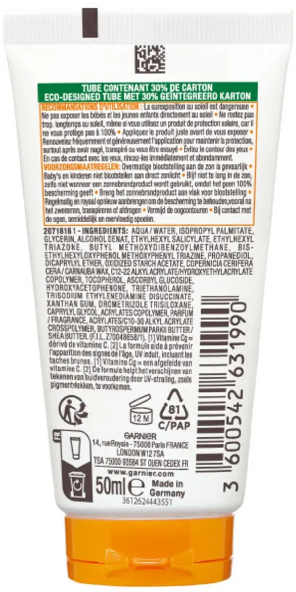 Garnier Ambre Solaire Hydra 24H SPF 50+ Zonnebrandcrème 50ml - 12 Stuks