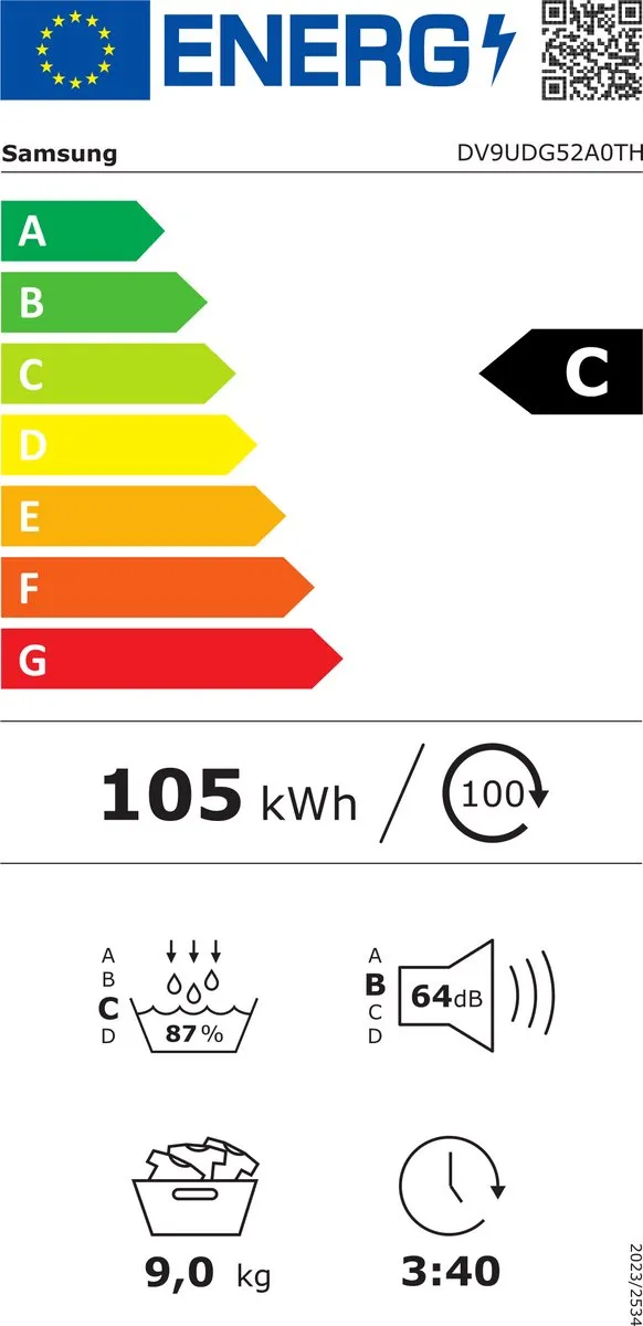 Samsung DV9UDG52A0THEN Wasdroger 9kg - Wit