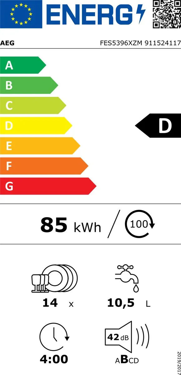 AEG FES5396XZM Inbouw Vaatwasser 14 Couverts