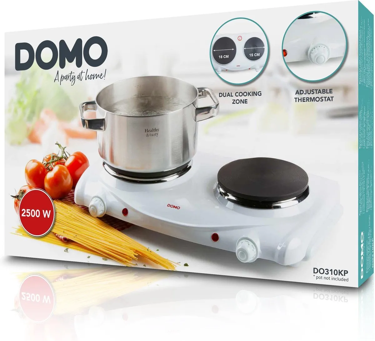 Domo DO310KP Kookplaat 2 Zones - 1500W Wit - afbeelding 6 van 6