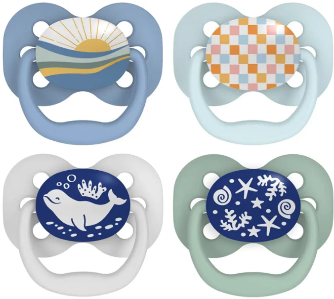 Dr. Brown's Advantage Glow-in-the-Dark Fopspenen 4 Stuks - Siliconen - BPA-vrij - Blue Sunrise - afbeelding 2 van 5