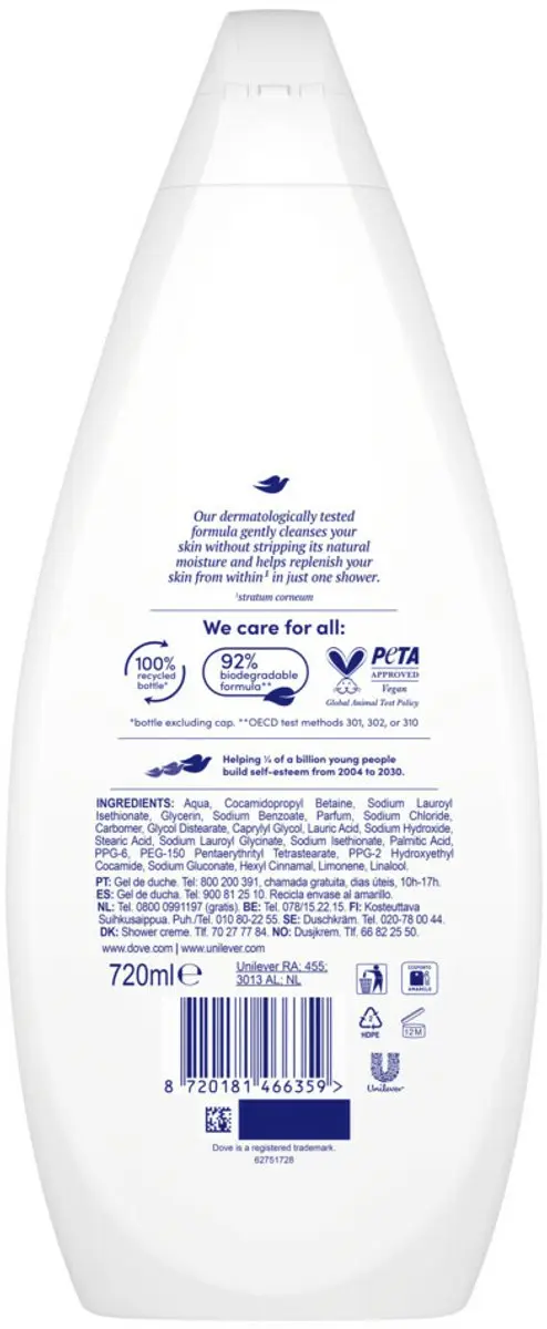 Dove Douchecrème Hydrate 720ml - 20 Stuks (5x4)