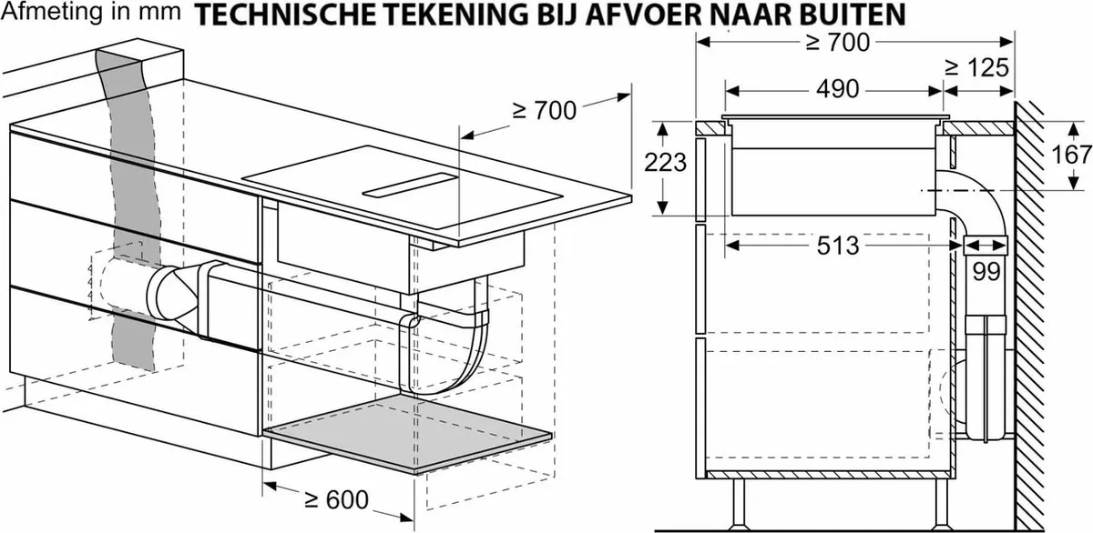 Bosch PVS611B16E Inductiekookplaat met afzuiging 59,2cm - Zwart