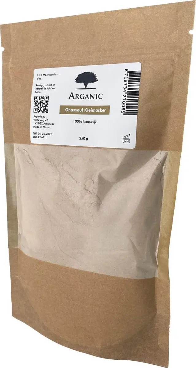 Arganic Ghassoul Natuurlijk Kleimasker 250g