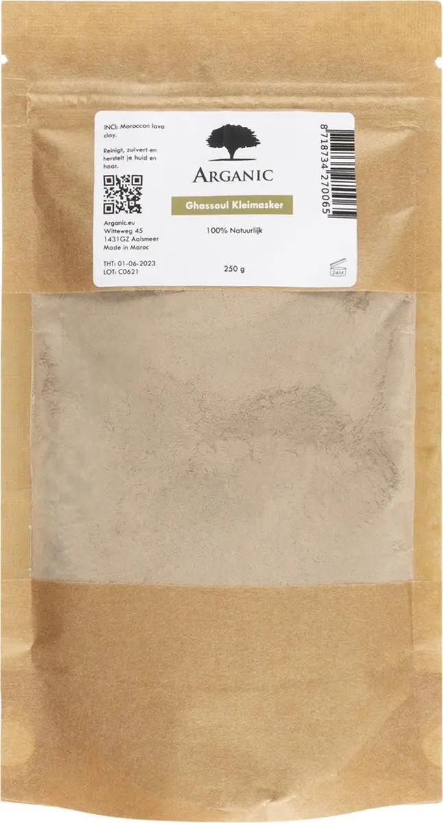 Arganic Ghassoul Natuurlijk Kleimasker 250g