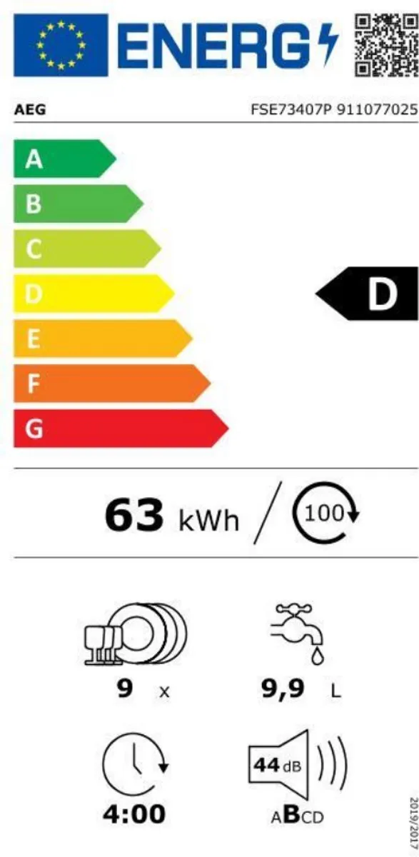 AEG 7000 Serie FSE73407P Inbouwvaatwasser 45cm - 9 Couverts