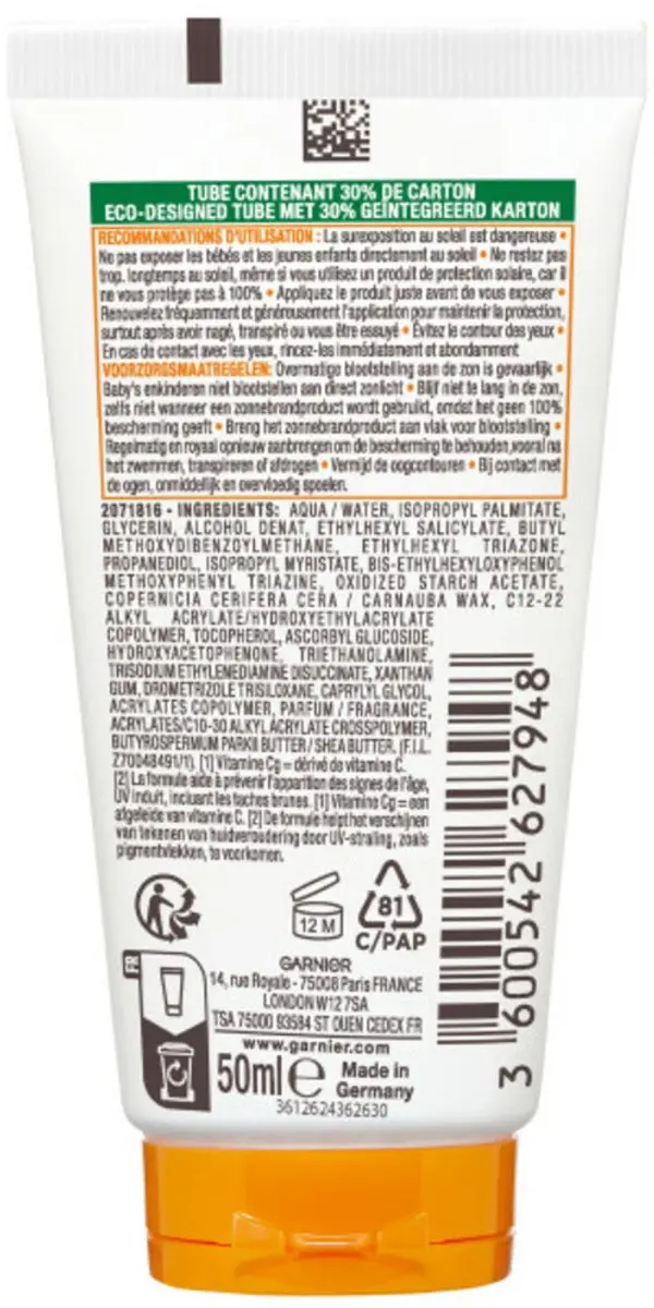 Garnier Ambre Solaire Hydra 24H Zonnebrandcrème SPF 30 - 12x50ml