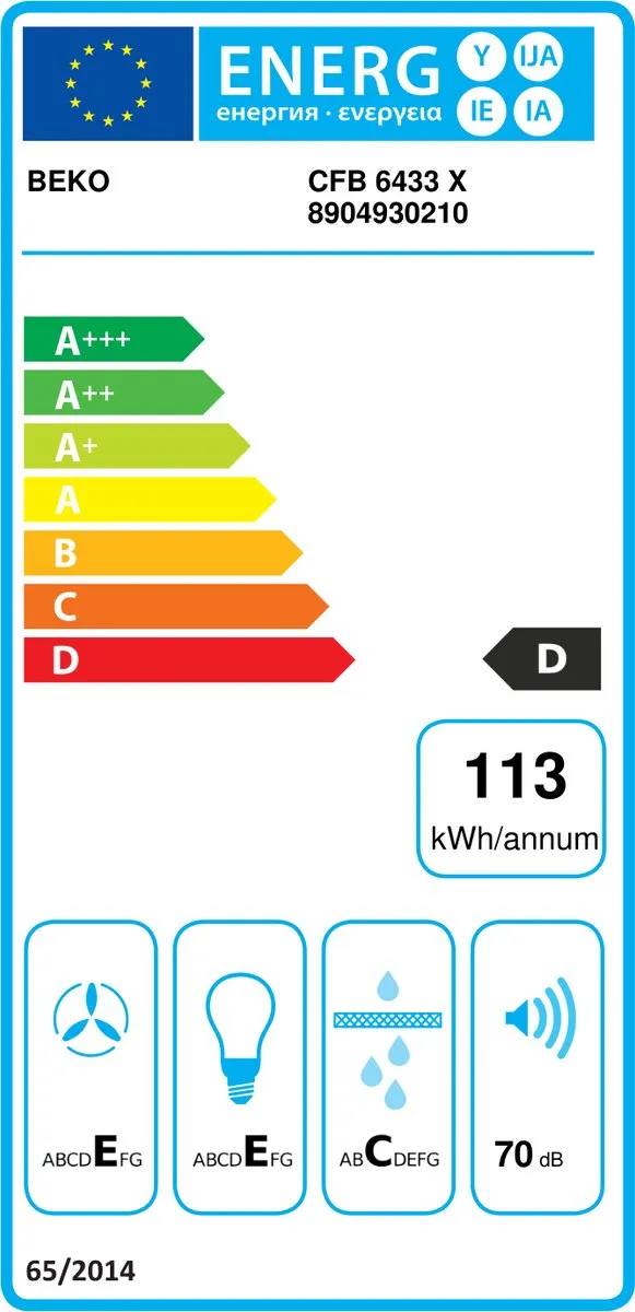 Beko CFB 6433 X Onderbouw Afzuigkap - RVS