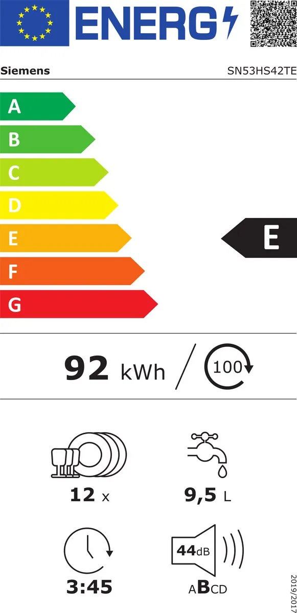 Siemens iQ300 SN53HS42TE Vaatwasser - 12 Couverts
