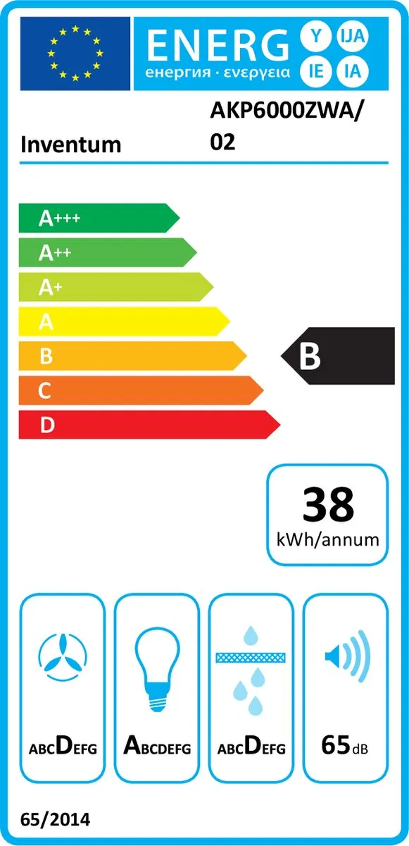 Inventum AKP6000ZWA wandschouw afzuigkap 60 cm - Afzuigcapaciteit 435 m3/h - Geschikt voor grote keuken - 3 standen - Ledspots - Luchtafvoer en recirculatie - Zwart