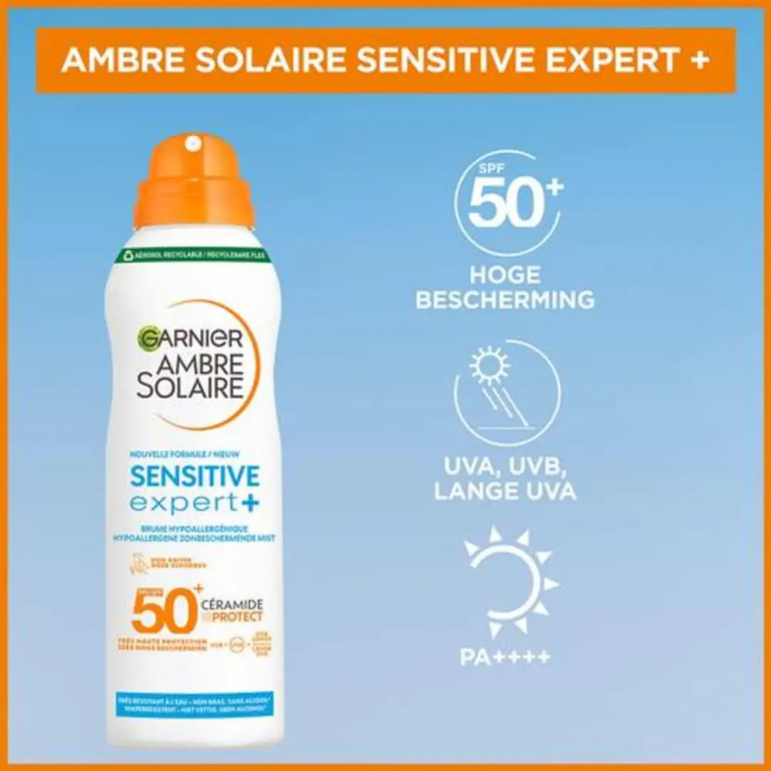 Garnier Ambre Solaire Mist Spray Sensitive Expert+ SPF 50 - 4x150ml