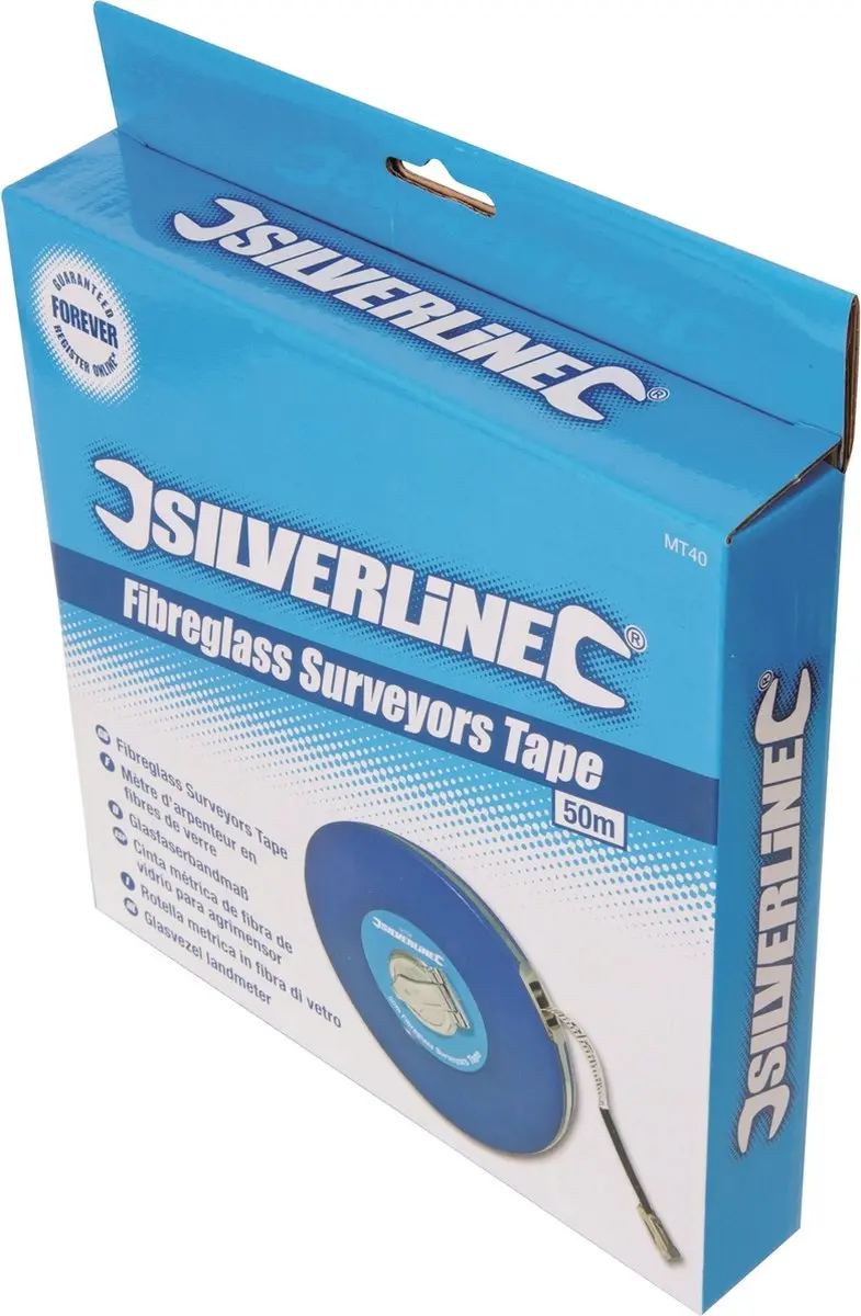 Silverline MT40 Glasvezel Landmeter 50m - Blauw