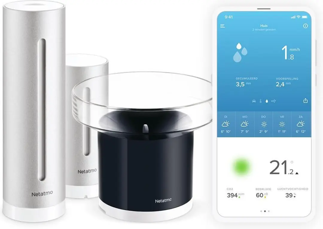 Netatmo Slim Weerstation CO2 Meter - Incl. Regenmeter