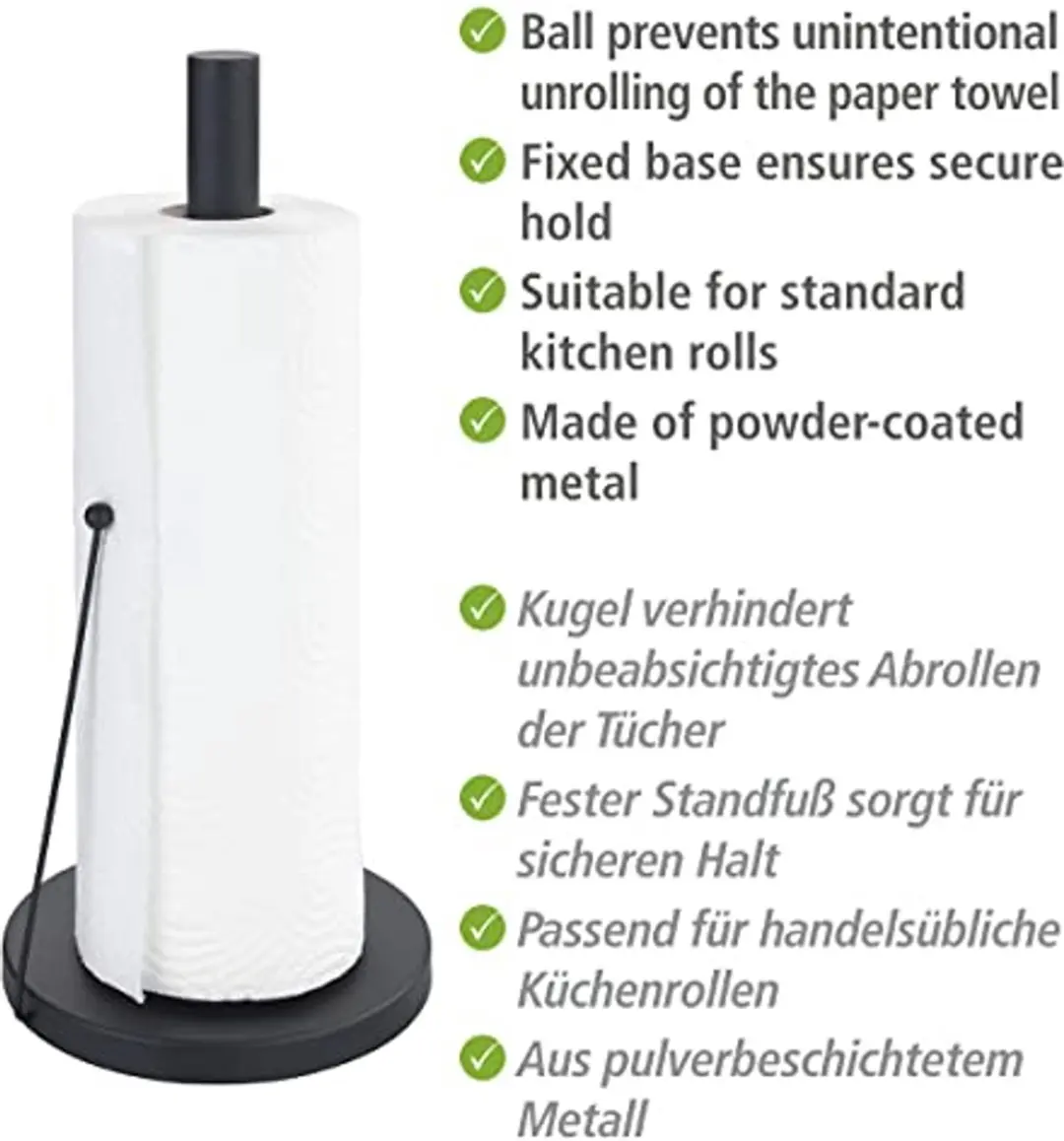 Wenko Clayton Keukenrolhouder - Zwart gepoedercoat metaal