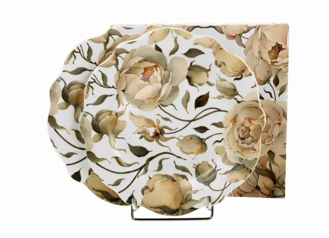 Duo English Roses Witte Dessertbordjes