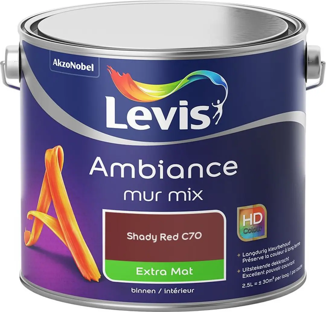 Levi's Ambiance Mur Extra Mat Mix Shady Red C70 Mengverf 2,5L