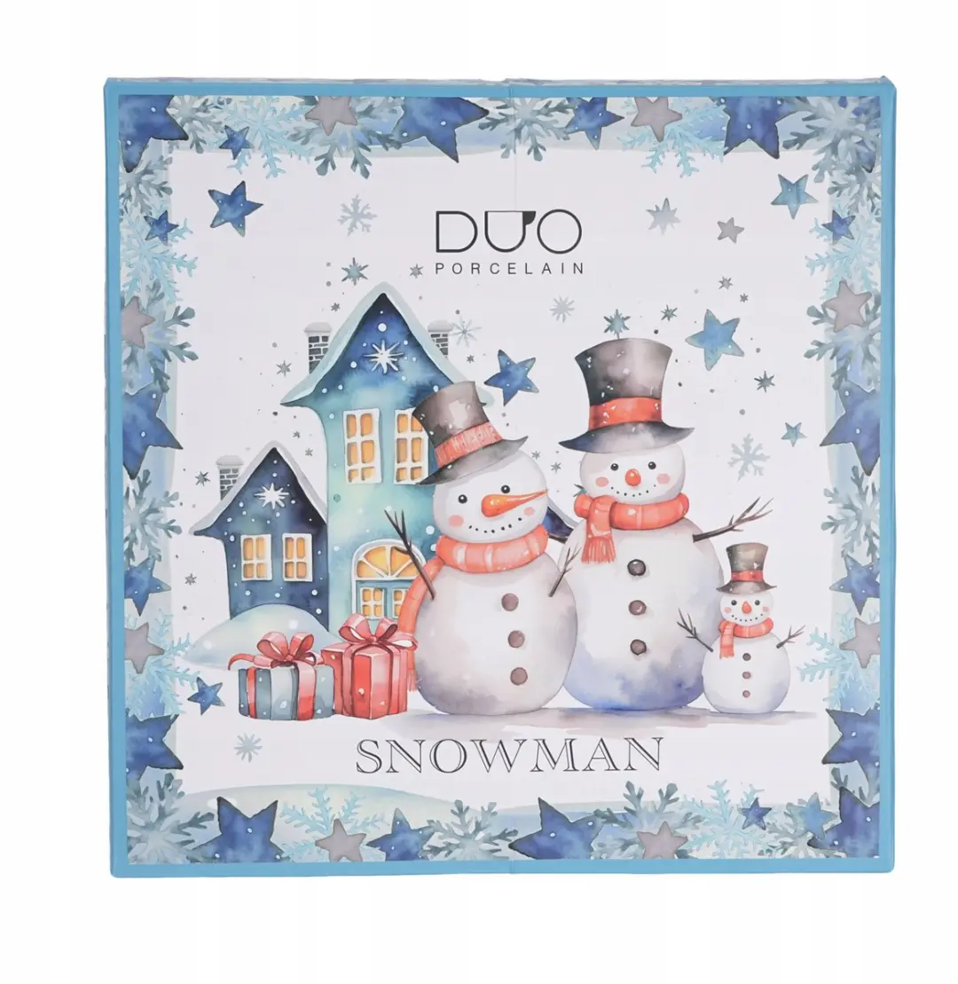 Duo Grote Sneeuwman Kerst Porseleinen Bord - Crème