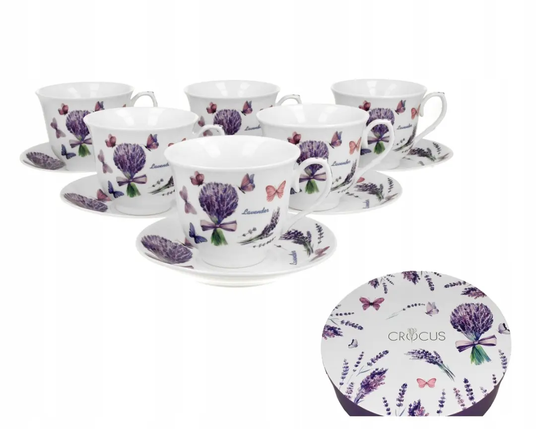 Duo Porseleinen Kopjes met Schotels 250ml - 6 Stuks - Multicolor