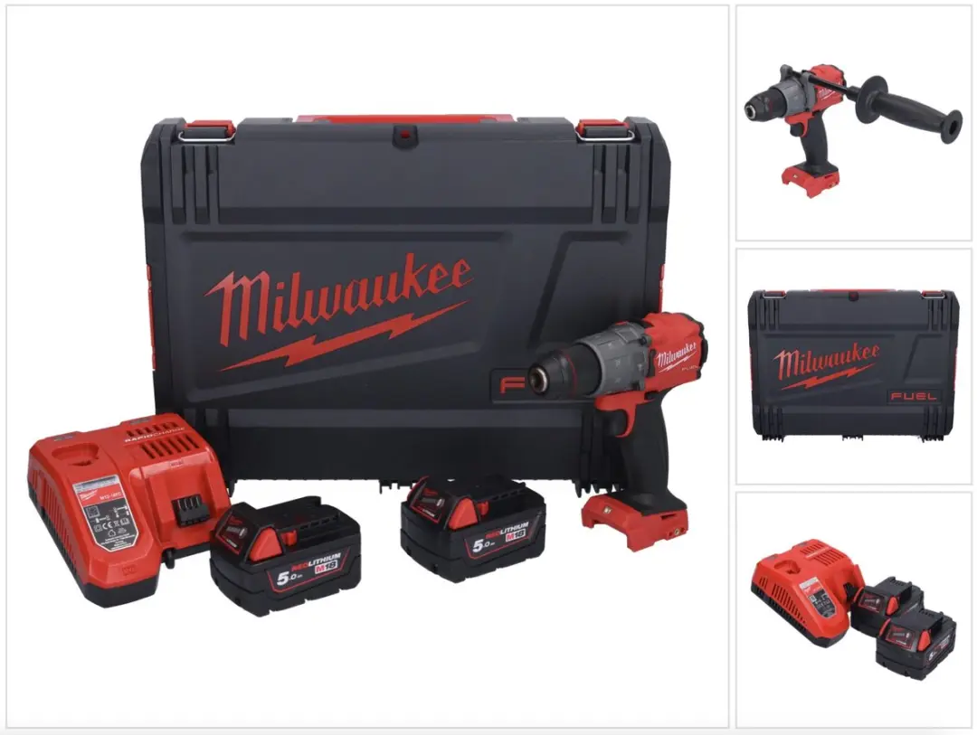 Milwaukee FUEL M18FPD2-502X Accu-Klopboormachine - 2x 5000mAh