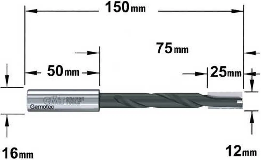 CMT Spiraal Langgatboor 12mm - Hout