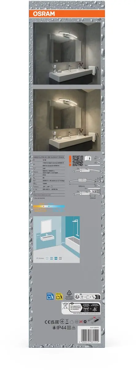 Osram Orbis Pluton 50cm 12W Click CCT IP44 - Chroom - afbeelding 4 van 4