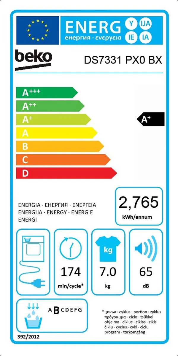 Beko DS7331PX0BX - Warmtepomp wasdroger - NL/FR