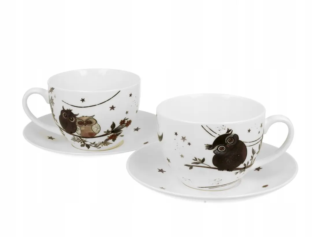 Duo Charmante Uil Mokken met Schotels 280ml - Multicolor