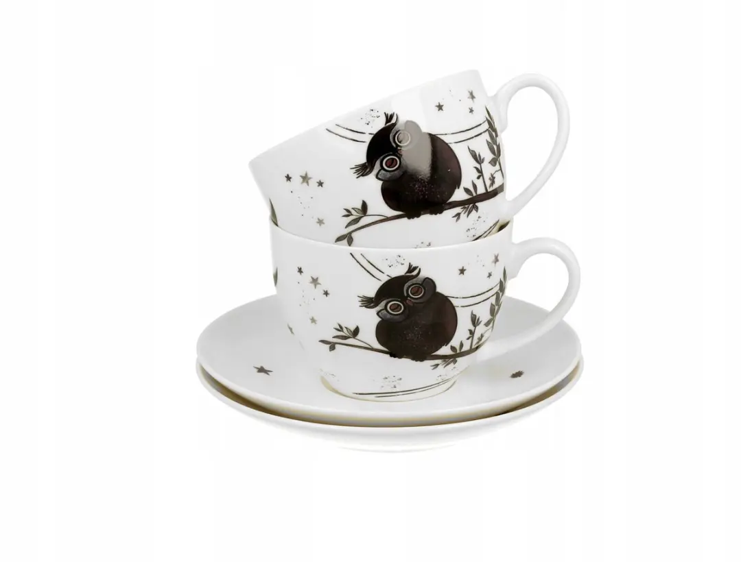 Duo Charmante Uil Mokken met Schotels 280ml - Multicolor