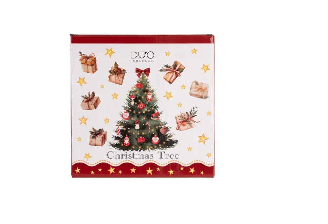 Duo Kerstboom Dessertborden Set - 2 Stuks Crème-wit - afbeelding 2 van 5