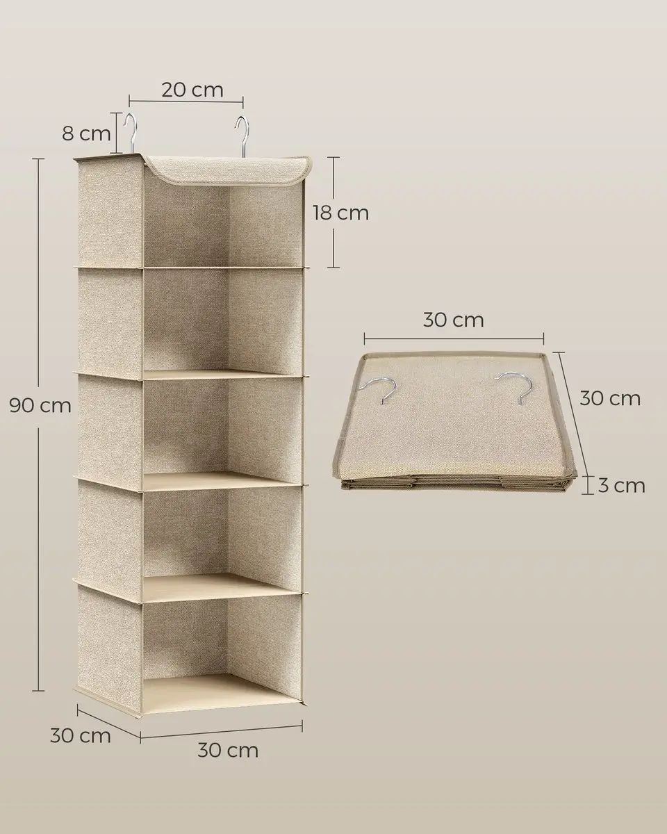 Songmics Hangrek Opvouwbaar Beige - 2 Stuks - 10 Vakken