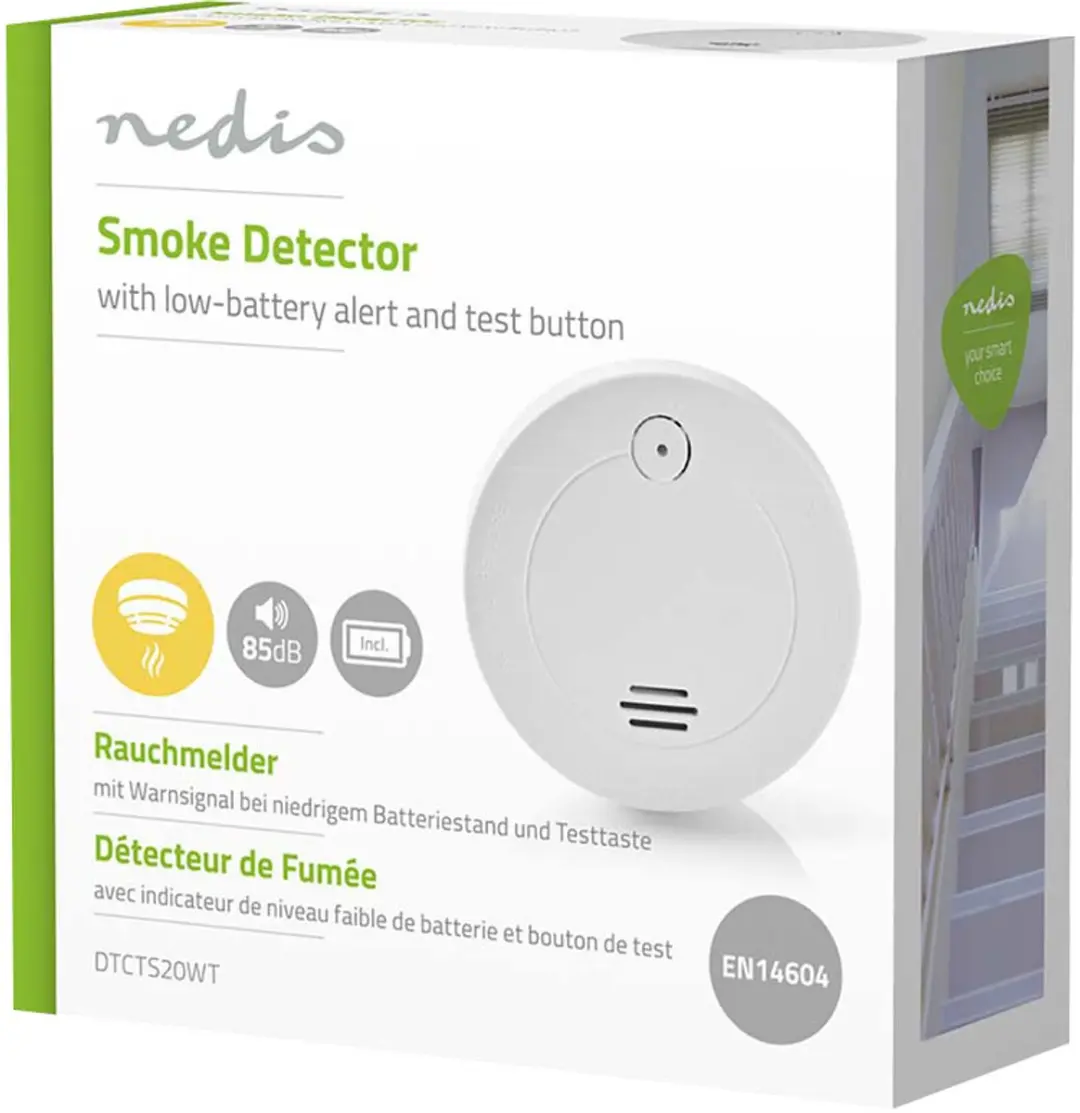 Nedis Rookmelder 9V - 85 dB Wit