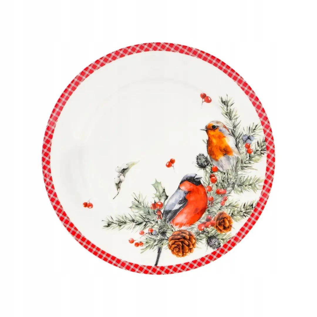 Duo Kerst Vogels Dessertborden Set - 2 Stuks Wit - afbeelding 2 van 2