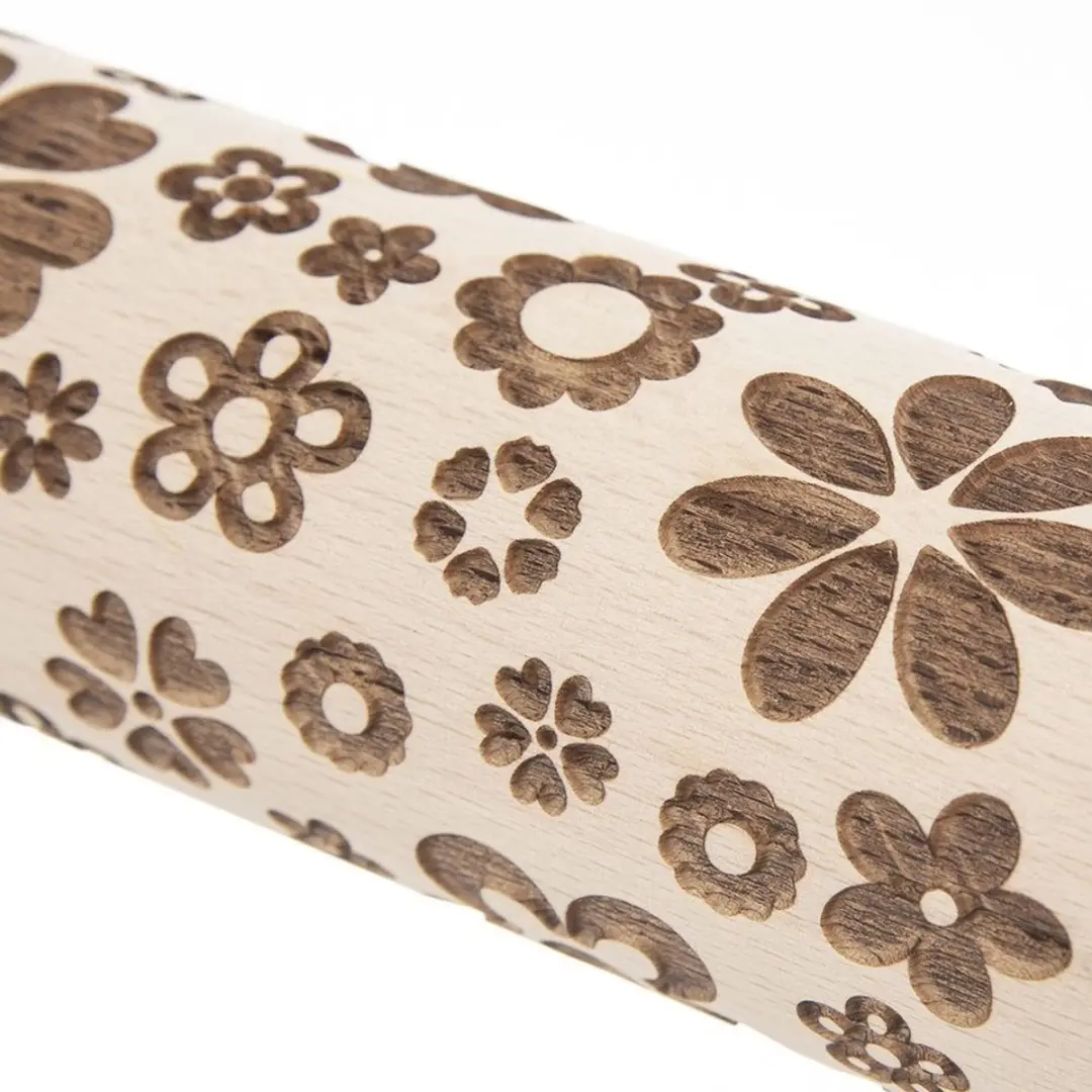 Orion Decoratieve Houten Deegroller - Roterend - 39 cm